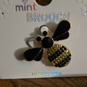 Mint Black and Gold Bee Brooch